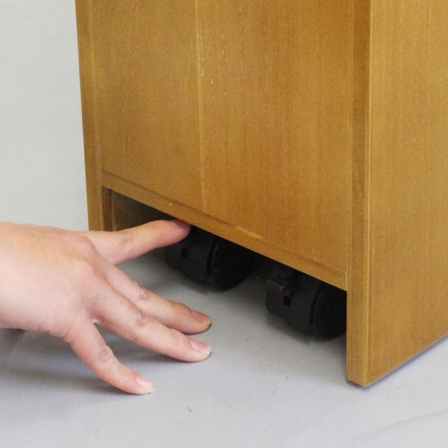 トレイワゴン 幅20cm 4段 天然木 桐製 完成品 キャスター付 （ ワゴン トレー 桐 収納 引き出し 木製 サイドワゴン 可動棚 キリ 家具 隙間収納 隠しキャスター ）