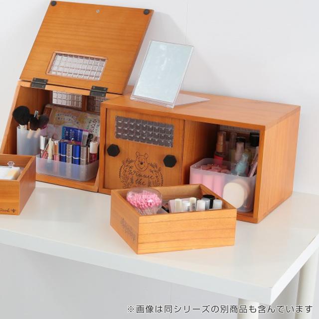 カウンター上収納 プーさんの引出し付き引き戸小物収納庫 （ 食器棚 調味料ラック ブレッドケース 木製 桐 小物収納 卓上ラック ショーケース キッチン ラック 引出し 両面開き 収納ボックス カップボード コスメボックス 天然木 ）_11