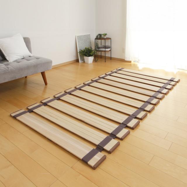 すのこベッド ロール式 シングル 薄型軽量 天然木 （ スノコ すのこ マット 折りたたみ 桐 布団 ふとん 下 布団干し 簡単 湿気 カビ 対策 薄い 軽い 完成品 ）_13