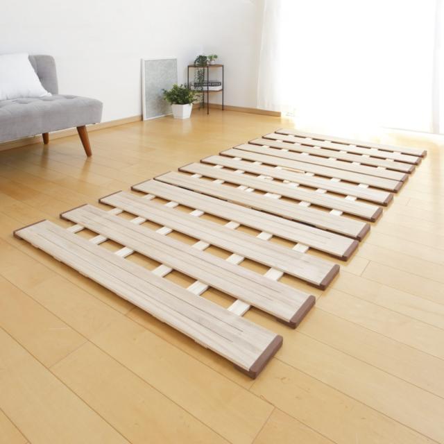 すのこベッド 三つ折り式 シングル 薄型軽量 天然木 （ スノコ すのこ マット 折りたたみ 三つ折り 桐 布団 ふとん 下 布団干し 薄い 軽い 湿気 カビ 対策 完成品 ）_13