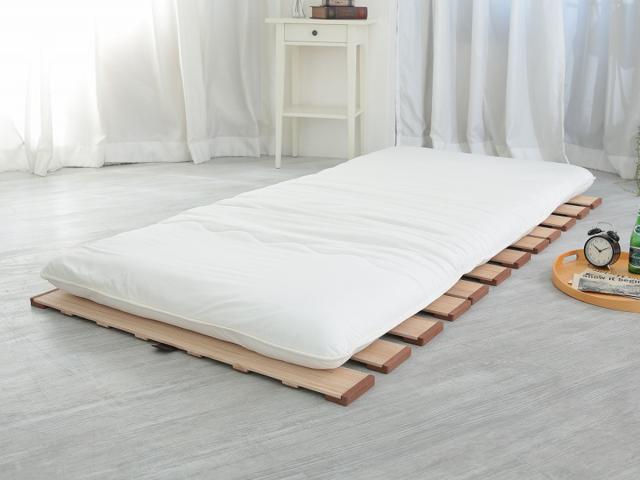 すのこベッド 三つ折り式 シングル 薄型軽量 天然木 （ スノコ すのこ マット 折りたたみ 三つ折り 桐 布団 ふとん 下 布団干し 薄い 軽い 湿気 カビ 対策 完成品 ）_17