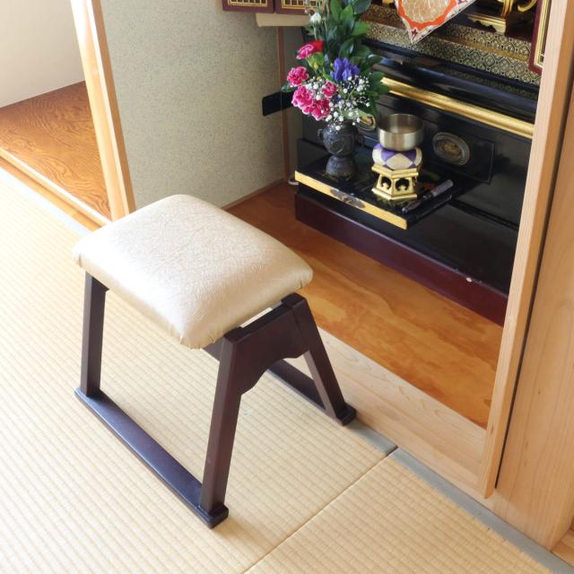 椅子 仏壇 スタッキングできる 仏壇前椅子 ゴールド 高さ37.5cm