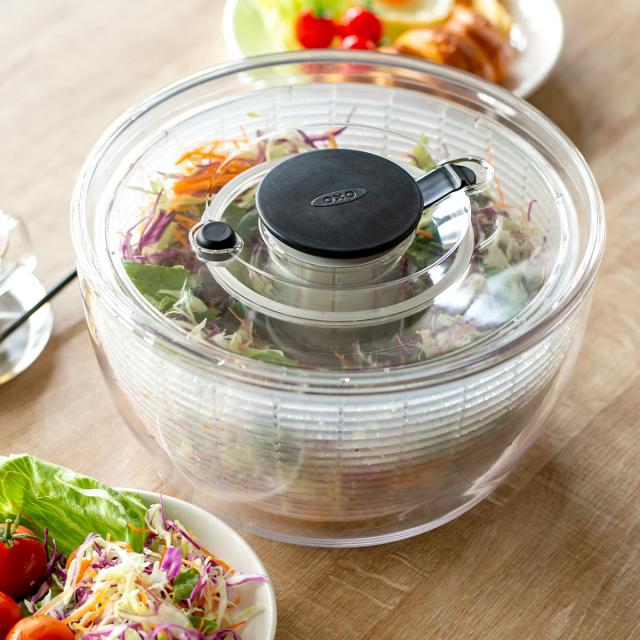 落としかご　回転式 OXO サラダスピナー クリア 大 食洗機対応 野菜水切り器 （ オクソー