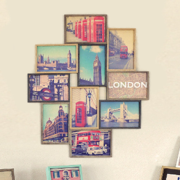 フォトフレーム ハガキサイズ 多面 10枚 壁掛け 写真立て ブリストル コラージュ （ フォトスタンド 写真フレーム 写真たて KGサイズ おしゃれ 複数 写真入れ 10面 はがきサイズ コラージュフレーム リビング 玄関 ）の通販は