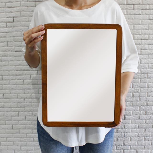 アンティーク】木製フレームミラー 長方形 北欧ナチュラル