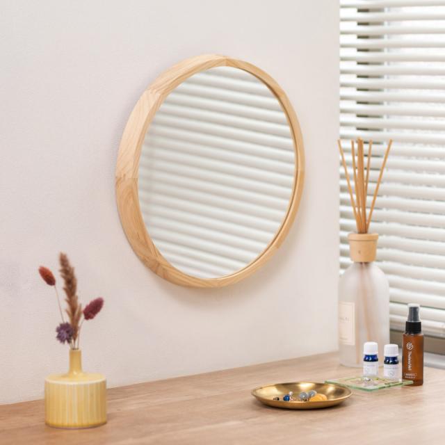 ミラー ウォールミラー 直径34.8cm 壁掛け 木製 無垢材 天然木 鏡 ミラー ウォールミラー 直径34.8cm 壁掛け 木製 無垢材 天然木 鏡