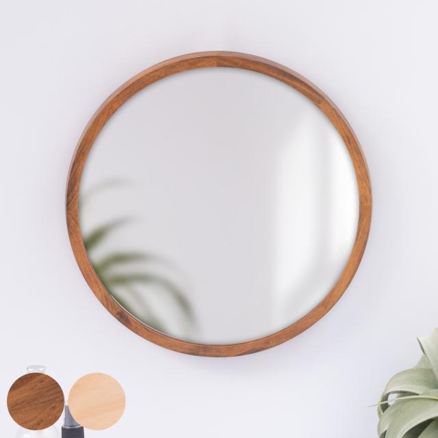 ミラー ウォールミラー 直径34.8cm 壁掛け 木製 無垢材 天然木 鏡