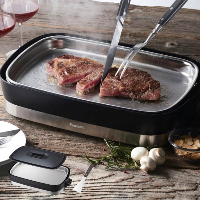 ホットプレート ステンレスホットプレート Mr.Steak House ミスターステーキハウス ステンレス ターナー付 焼肉 （ 1000W 平面プレート 焼肉プレート 電磁調理器 調理家電 本格調理 キッチン家電 フタつき ヘラ付き 蓋 保温 ）