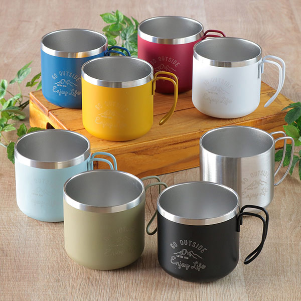 ロゴス円形テーブル　キャプテンスタッグマグカップ CAPTAIN STAG アウトドア食器 ホーロー マグカップ コップ