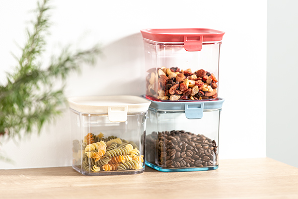 #タッパーウェアスーパーキャニスター ピンクの蓋食品保存容器 透明窓付き タッパーウェアスーパーキャニスター ピンクの蓋食品保存容器