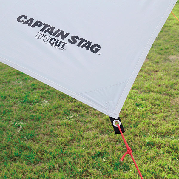 タープテント レクタタープセット 長方形 320×290cm UV キャプテンスタッグ CAPTAIN STAG （ CAPTAINSTAG アウトドア タープ テント UVカット 防水加工 簡単組立 収納バッグ付き フラップ付き シンプル レクタタープ ）_9