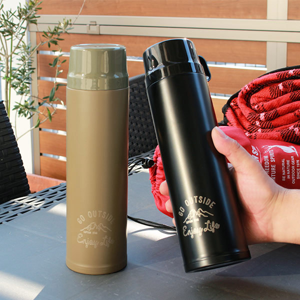 水筒 キャプテンスタッグ 直飲み コップ 2way モンテ ダブルステンレス