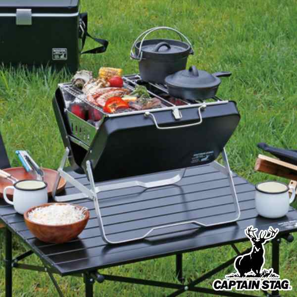 アウトドア コンロ グリル V型ファイアグリル ブラックラベル キャプテンスタッグ CAPTAIN STAG （ バーベキューコンロ BBQコンロ  バーベの通販はau PAY マーケット - お弁当グッズのカラフルBOX