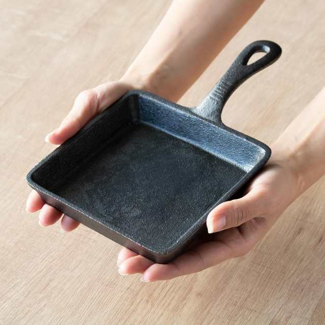 スキレット 13x13cm 角型 スプラウト 鉄鋳物 木製プレート付き