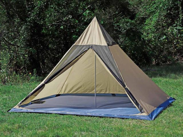 キャンプテント 4人用 ワンポールテント レクタ270UV トレッカー キャプテンスタッグ （ CAPTAIN STAG テント キャンプ ティピーテント アウトドア フルクローズ メッシュ ドーム型 荷物室 ティピー型 ）_5