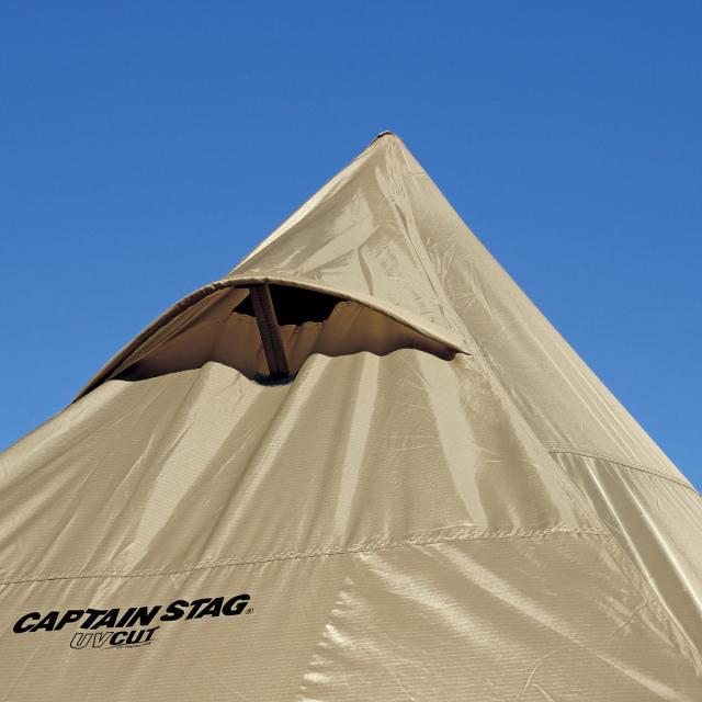 キャンプテント 4人用 ワンポールテント レクタ270UV トレッカー キャプテンスタッグ （ CAPTAIN STAG テント キャンプ ティピーテント アウトドア フルクローズ メッシュ ドーム型 荷物室 ティピー型 ）_7