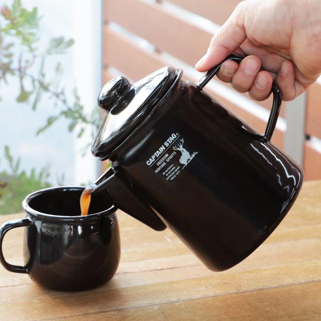 ケットル ホーロー 750ml キャプテンスタッグ ブラックラベル