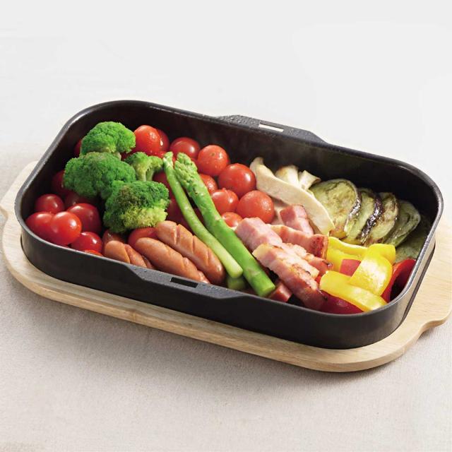 角型グリルパン 30×18cm ラクッキング 鉄製 蓋・ハンドル付 角型グリルパン 30×18cm ラクッキング 鉄製 蓋・ハンドル付