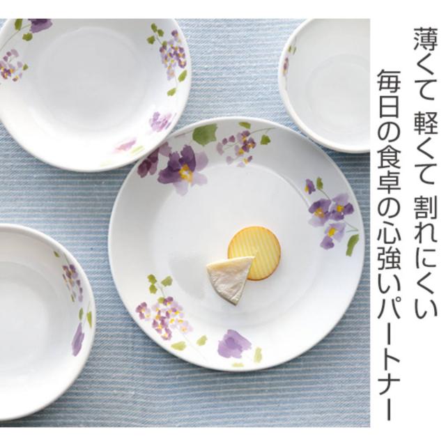 ランチプレート 26cm コレール CORELLE バイオレットミスト 5枚セット （ 食洗機対応 電子レンジ対応 オーブン対応 耐熱 仕切り皿 ランチ皿 白 お皿 花柄 ラウンド 丸 軽い 割れにくい 白い食器 仕切り ランチ 洋食器 おしゃれ ）_1