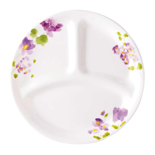 ランチプレート 26cm コレール CORELLE バイオレットミスト 5枚セット （ 食洗機対応 電子レンジ対応 オーブン対応 耐熱 仕切り皿 ランチ皿 白 お皿 花柄 ラウンド 丸 軽い 割れにくい 白い食器 仕切り ランチ 洋食器 おしゃれ ）_4