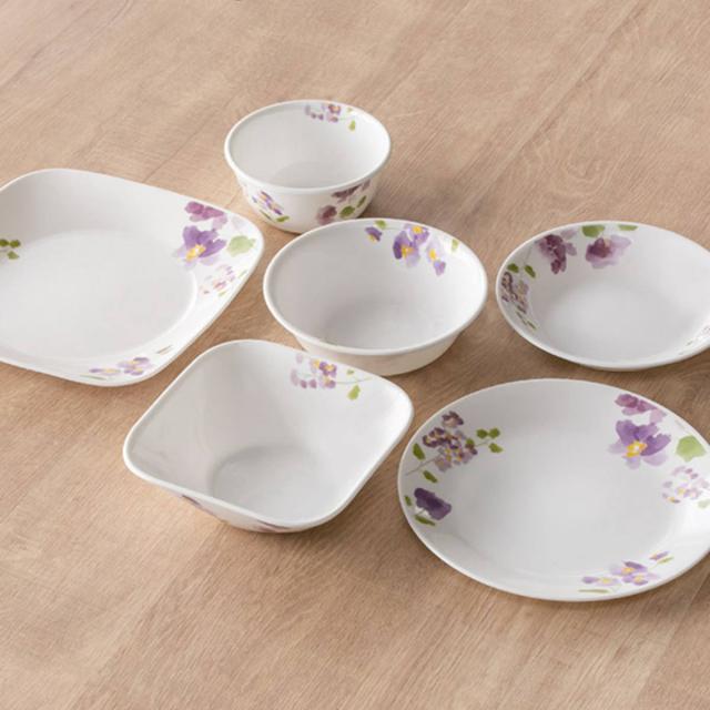 ランチプレート 26cm コレール CORELLE バイオレットミスト 5枚セット （ 食洗機対応 電子レンジ対応 オーブン対応 耐熱 仕切り皿 ランチ皿 白 お皿 花柄 ラウンド 丸 軽い 割れにくい 白い食器 仕切り ランチ 洋食器 おしゃれ ）_5