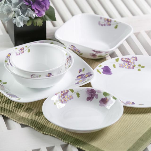 ランチプレート 26cm コレール CORELLE バイオレットミスト 5枚セット （ 食洗機対応 電子レンジ対応 オーブン対応 耐熱 仕切り皿 ランチ皿 白 お皿 花柄 ラウンド 丸 軽い 割れにくい 白い食器 仕切り ランチ 洋食器 おしゃれ ）_6