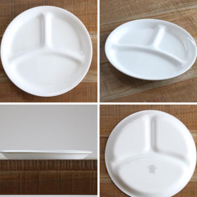 ランチプレート 21.5cm CORELLE ケイユクッカ 強化ガラス 5枚セット （ 食洗機対応 電子レンジ対応 オーブン対応 耐熱 皿 丸皿 中皿 仕切り皿 北欧風 花 軽い 割れにくい 白い食器 仕切り ランチ ワンプレート 洋食器 白 おしゃれ ）
