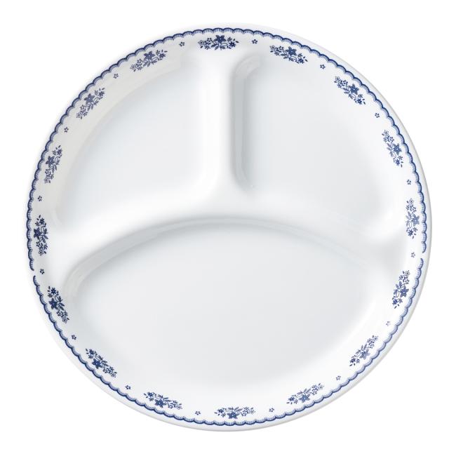 ランチプレート 26cm CORELLE コレール 強化ガラス 同柄5枚セット （ 食洗機対応 電子レンジ対応 オーブン対応 仕切り皿 ランチ皿 ワンプレート 汚れ 落ちやすい 丈夫 仕切り ランチ 朝食 丸 おしゃれ 上品 ）