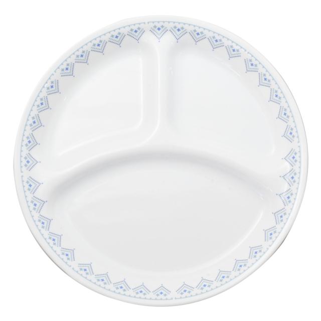 ランチプレート 26cm CORELLE コレール 強化ガラス 同柄5枚セット （ 食洗機対応 電子レンジ対応 オーブン対応 仕切り皿 ランチ皿 ワンプレート 汚れ 落ちやすい 丈夫 仕切り ランチ 朝食 丸 おしゃれ 上品 ）
