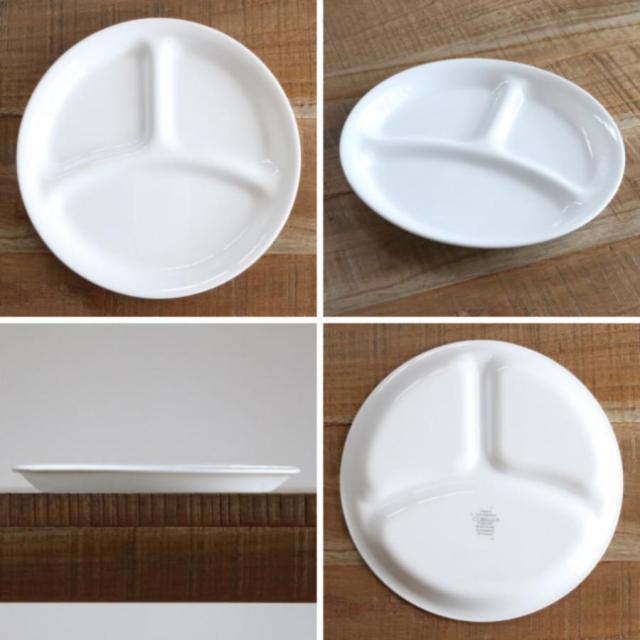ランチプレート 26cm CORELLE コレール 強化ガラス 同柄5枚セット （ 食洗機対応 電子レンジ対応 オーブン対応 仕切り皿 ランチ皿 ワンプレート 汚れ 落ちやすい 丈夫 仕切り ランチ 朝食 丸 おしゃれ 上品 ）
