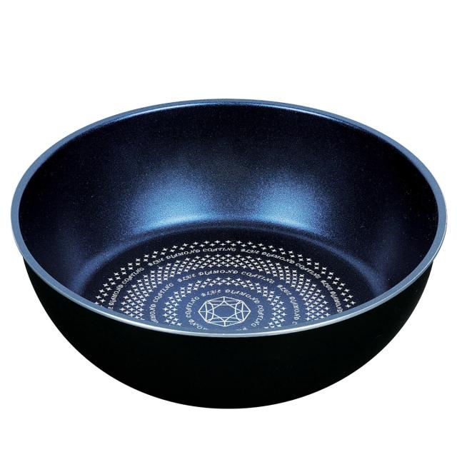 フライパン 26cm 深型 IH対応 ルクスパン ブルーダイヤモンドコート 着脱ハンドル別売り （ ガス火対応 オーブン対応 炒め鍋 金属ヘラOK フッ素加工 軽い 24センチ いため鍋 ふっ素加工 ダイヤモンドコーティング アルミ製 軽量 ）