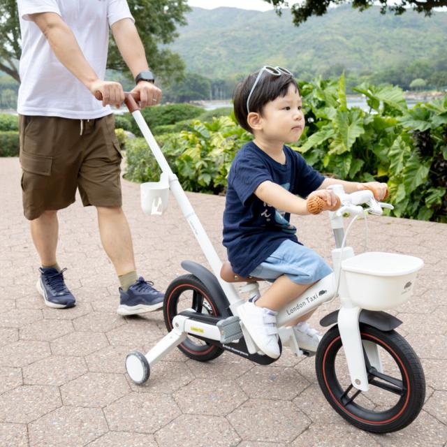 自転車 ロンドンタクシー 子供用 （ 乗用玩具 子供用自転車 バイク ペダルなし ペダル付き キックバイク 手押し棒 補助輪 ノーパンクタイヤ 足けりバイク バランスバイク 三輪車 足けり乗用玩具 足けり おでかけ 男の子 女の子 ）