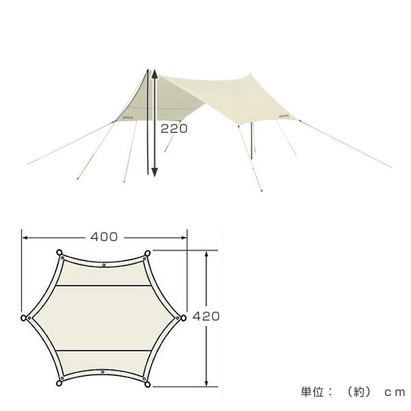 テント タープ 4〜6人用 UVカット キャリーバッグ付 ヘキサゴンタープUV （ タープテント アウトドア 日よけ 大型 キャンプ 組立式  キャ｜au PAY マーケット