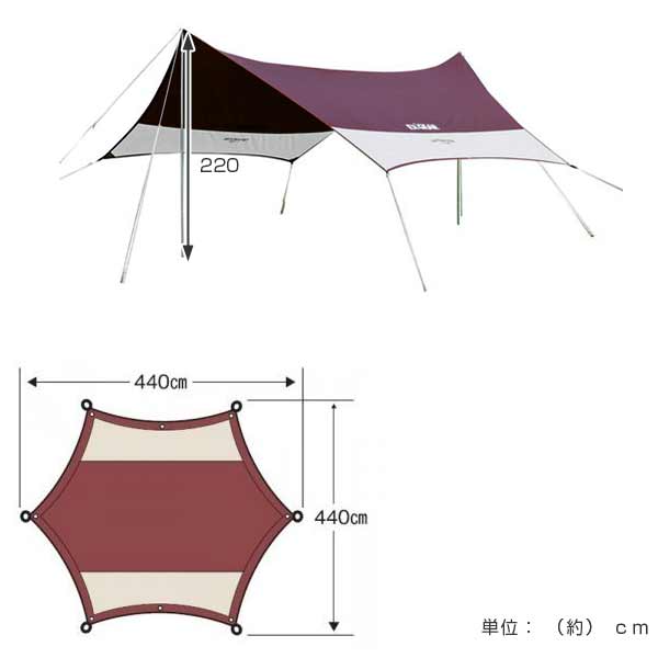 テント ヘキサタープ440UV 5〜6人用 UVカット キャリーバッグ付
