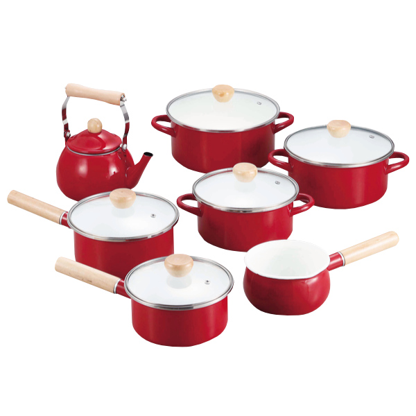 両手鍋 22cm IH対応 ホーロー 蓋付き アミュレット （ ガス火対応 直火