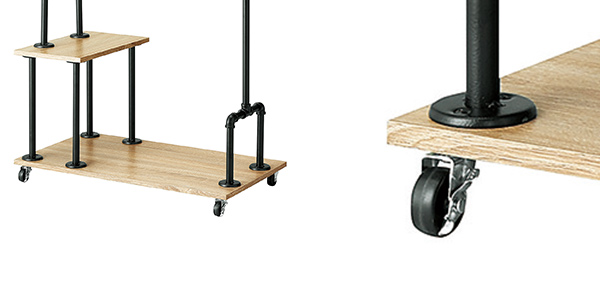 ハンガーラック 棚付き 幅90cm インダストリアル コートハンガー