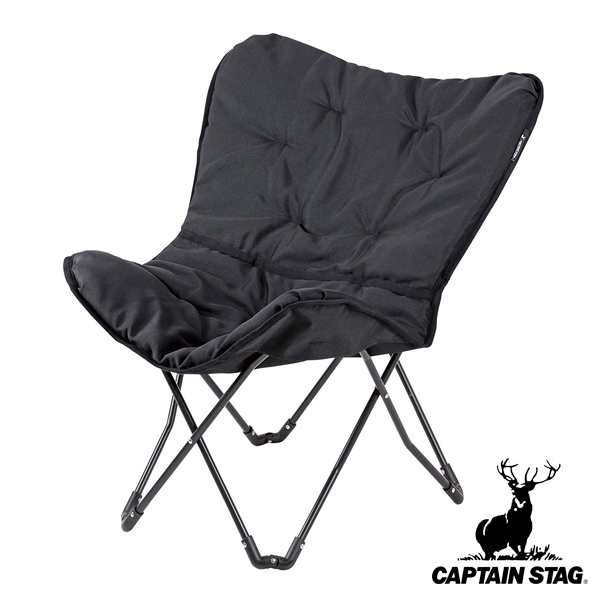 イス コンパクト 折りたたみ リラックスクッションチェア 収納袋付 背面ポケット付 キャプテンスタッグ CAPTAIN STAG （ アウトドアチェ