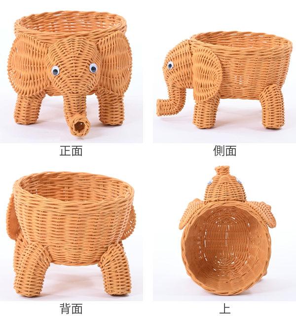ぞう 象 ゾウ 竹製 籠 上海 中国 工芸品 小物入れ 籐 アンティーク レトロ 籐 バスケット ゾウ ラタン製 幅29cm （ 動物 アニマル かご