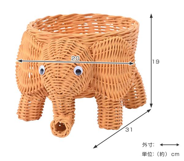 ぞう 象 ゾウ 竹製 籠 上海 中国 工芸品 小物入れ 籐 アンティーク レトロ 籐 ミニバスケット ゾウ ラタン製 幅20cm （ 動物 アニマル かご