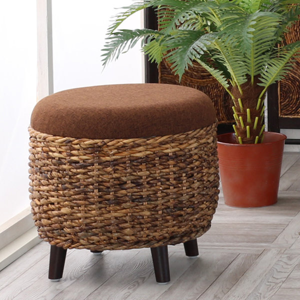 籐 スツール バナナリーフ材 クッション座面 アジアン家具 高さ40cm （ ラタン ラタンチェア チェア アジアン エスニック調 チェアー 椅子 いす イス ガーデンチェア 腰掛 ダイニングチェア リゾート おしゃれ ）
