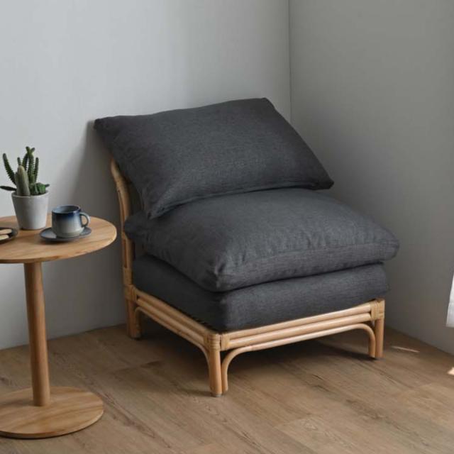 籐 センターソファ 座面高47cm Breeze （ ラタン ブリーズ ソファ クッション イス 籐家具 完成品 パーソナルソファ ソファー 1P 籐椅子 リゾート 組み合わせ グレー 無地 ）の通販は