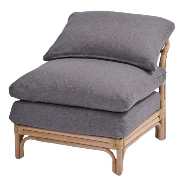 籐 センターソファ 座面高47cm Breeze （ ラタン ブリーズ ソファ クッション イス 籐家具 完成品 パーソナルソファ ソファー 1P 籐椅子 リゾート 組み合わせ グレー 無地 ）の通販は