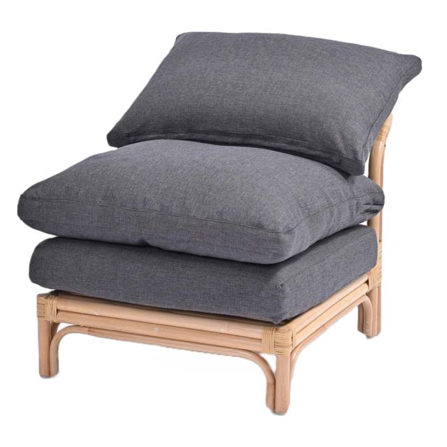 籐 センターソファ 座面高47cm Breeze （ ラタン ブリーズ ソファ クッション イス 籐家具 完成品 パーソナルソファ ソファー 1P 籐椅子 リゾート 組み合わせ グレー 無地 ）の通販は