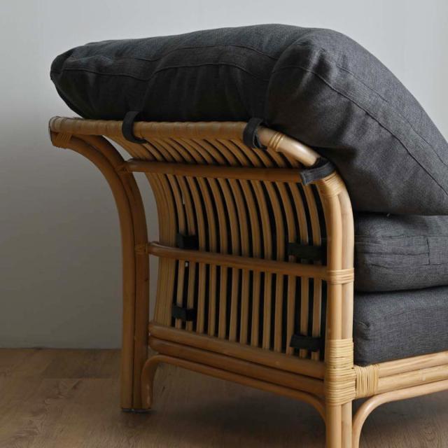 籐 センターソファ 座面高47cm Breeze （ ラタン ブリーズ ソファ クッション イス 籐家具 完成品 パーソナルソファ ソファー 1P 籐椅子 リゾート 組み合わせ グレー 無地 ）の通販は
