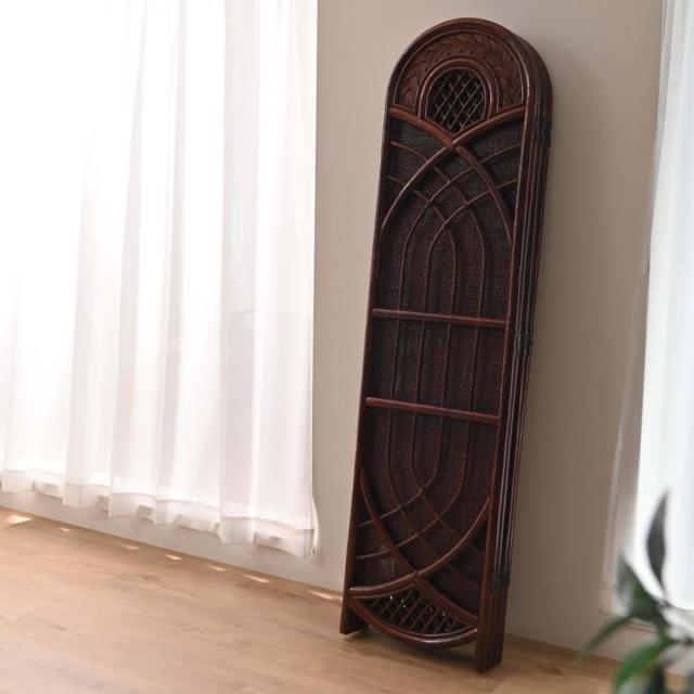 専用！送料無料 ラタン4連スクリーン 昭和レトロ パーテーション 衝立