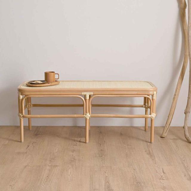 籐 ベンチ Mサイズ 幅107cm ラッカー塗装 天然素材 （ ラタン 長椅子 チェア 椅子 腰掛け ラタン製 完成品 ラタンチェア 腰かけ 籐家具 脱衣所 軽量 通気性 シンプル リビング M ）の通販は