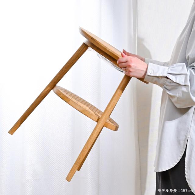 サイドテーブル ラタン 直径40cm 天然木 CALM （ ラタンテーブル テーブル ソファサイド ベッドサイド 籐 籐製 かごめ編み 丸型 机 リビング カフェテーブル リビングテーブル 完成品 ）