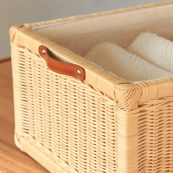 籐 ランドリーチェスト 幅83cm 3段 6杯 チーク無垢材 天然素材