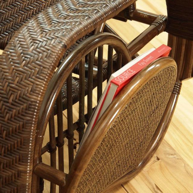 籐 座椅子 フットレスト付 ハイバック 三つ折椅子 ラタン家具 WAHOO 座面高36cm （ 椅子 ラタン ラタン製 籐製 アジアン アジアン家具 折りたたみ マガジンラック付き リクライニングチェア ハンドメイド 手編み ）_10