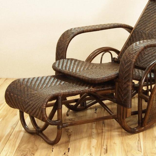 籐 座椅子 フットレスト付 ハイバック 三つ折椅子 ラタン家具 WAHOO 座面高36cm （ 椅子 ラタン ラタン製 籐製 アジアン アジアン家具 折りたたみ マガジンラック付き リクライニングチェア ハンドメイド 手編み ）_7